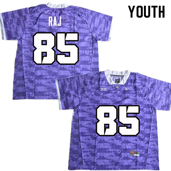 Youth #85 Niven Raj TCU Horned Frogs College Football Jerseys Sale-Purple - Click Image to Close